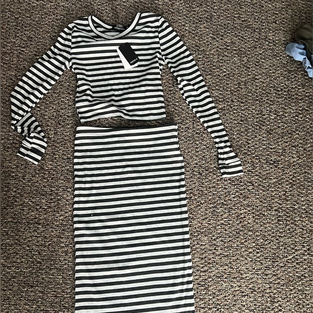 Size small brand new striped sweater & skirt
